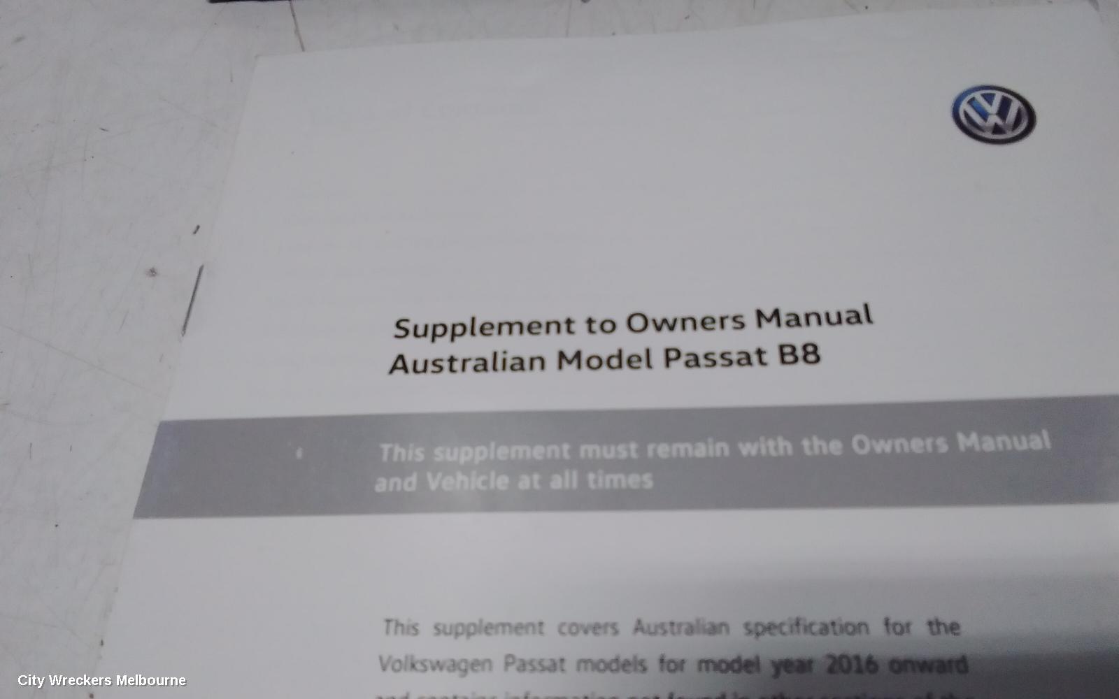 VOLKSWAGEN PASSAT OWNERS HANDBOOK, B8/MK7, 06/2015 - 05/2023
