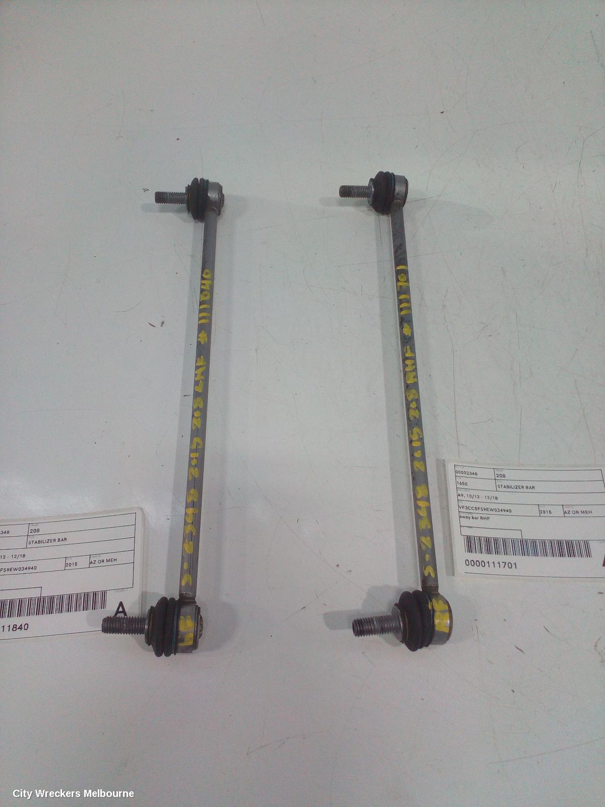 PEUGEOT 208 STABILISER BAR, A9, 10/2012 - 12/2018