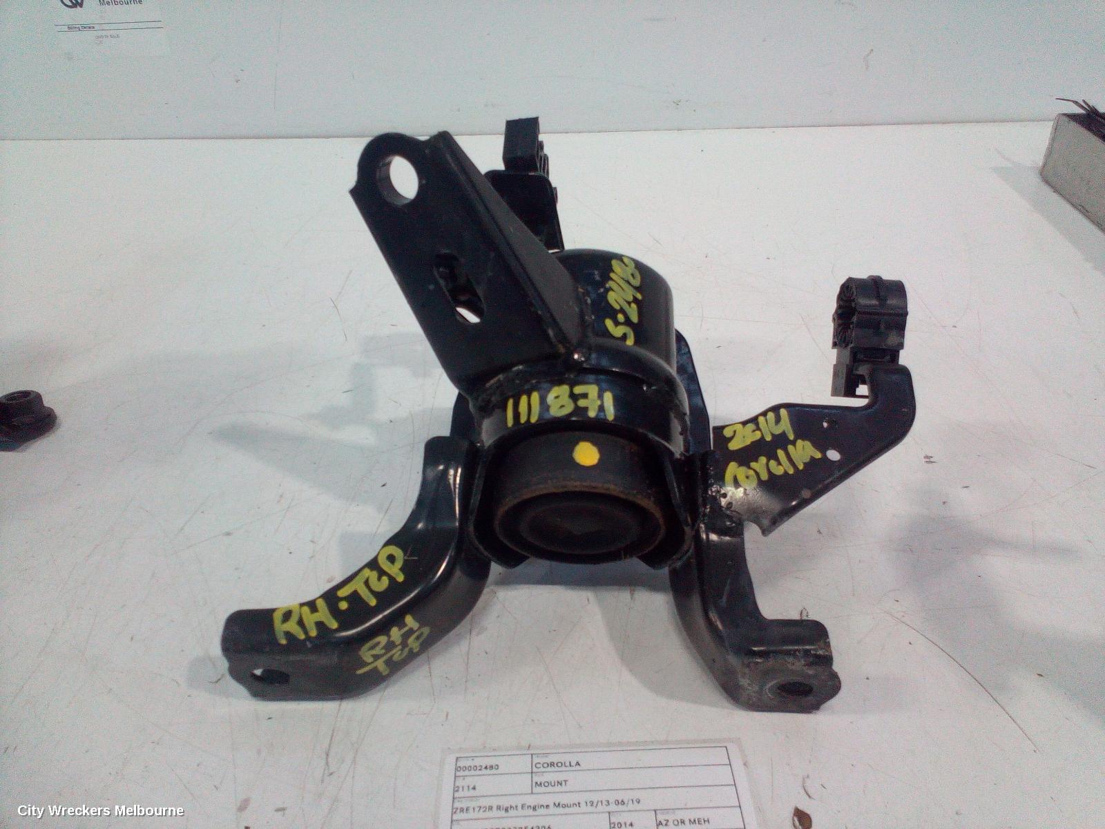 TOYOTA COROLLA MOUNT, ZRE172R RIGHT ENGINE MOUNT 12/2013 - 06/2019