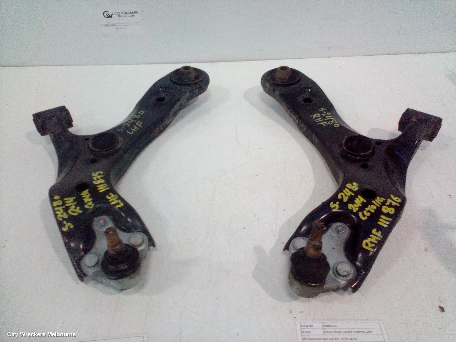 TOYOTA COROLLA RIGHT FRONT LOWER CONTROL ARM, ZRE182R/ZWE186R, HATCH, 10/2012 - 06/2018