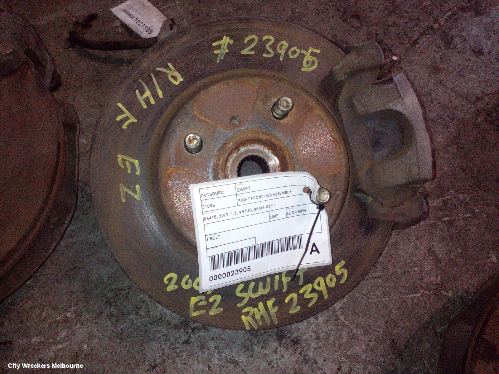 SUZUKI SWIFT RIGHT FRONT HUB ASSEMBLY, RS415, 2WD, 1.5, 4 STUD, 09/2004 - 02/2011