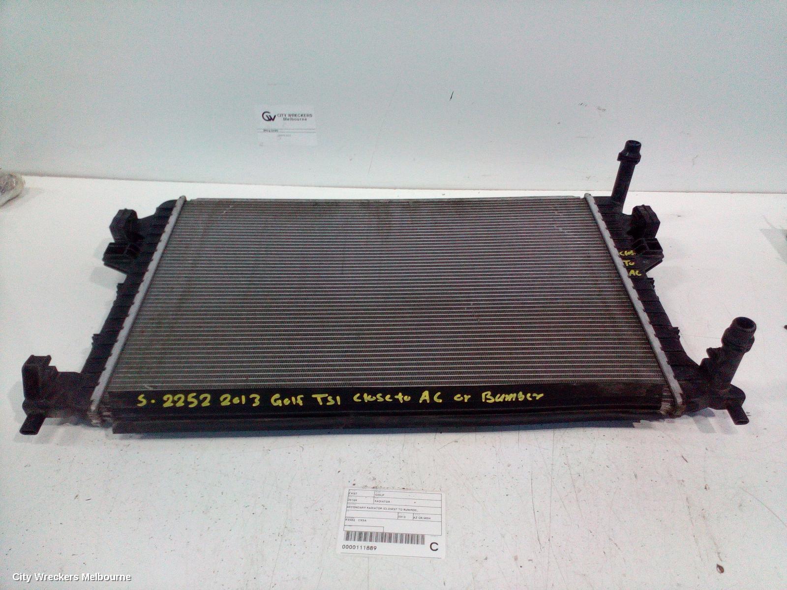 VOLKSWAGEN GOLF RADIATOR, SECONDARY RADIATOR (CLOSEST TO BUMPER), AUTO/MANUAL, 1.4, PETROL, GEN 7, 12/2012 - 08/2020