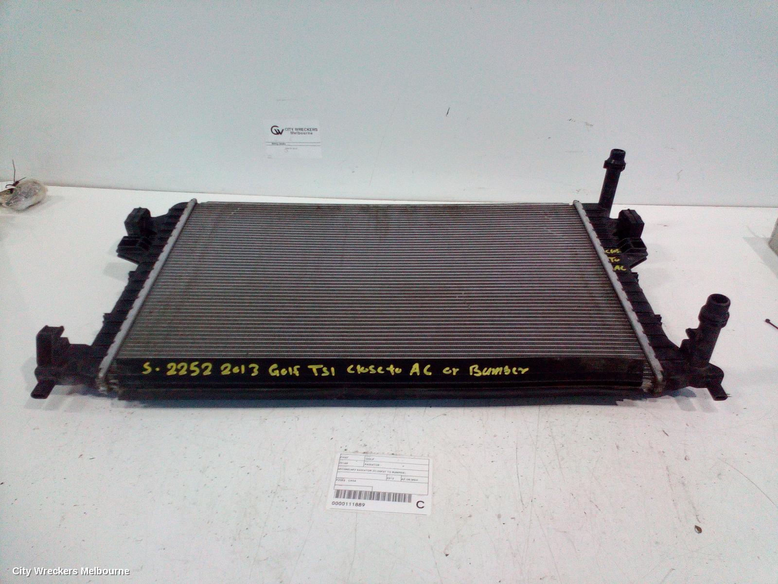 VOLKSWAGEN GOLF RADIATOR, SECONDARY RADIATOR (CLOSEST TO BUMPER), AUTO/MANUAL, 1.4, PETROL, GEN 7, 12/2012 - 08/2020