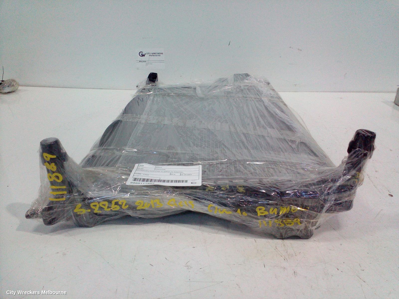 VOLKSWAGEN GOLF RADIATOR, SECONDARY RADIATOR (CLOSEST TO BUMPER), AUTO/MANUAL, 1.4, PETROL, GEN 7, 12/2012 - 08/2020