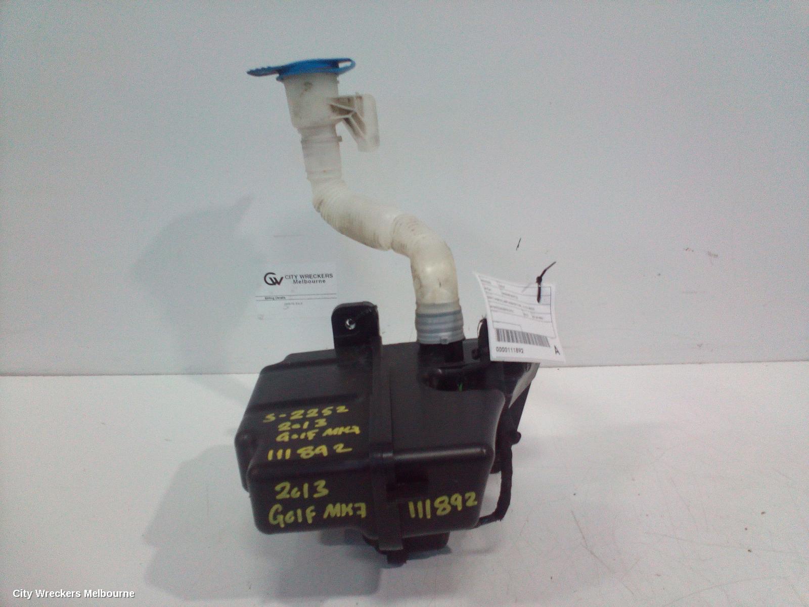 VOLKSWAGEN GOLF WASHER BOTTLE, GEN 7, NON H/LAMP WASHER TYPE, 12/2012 - 08/2020