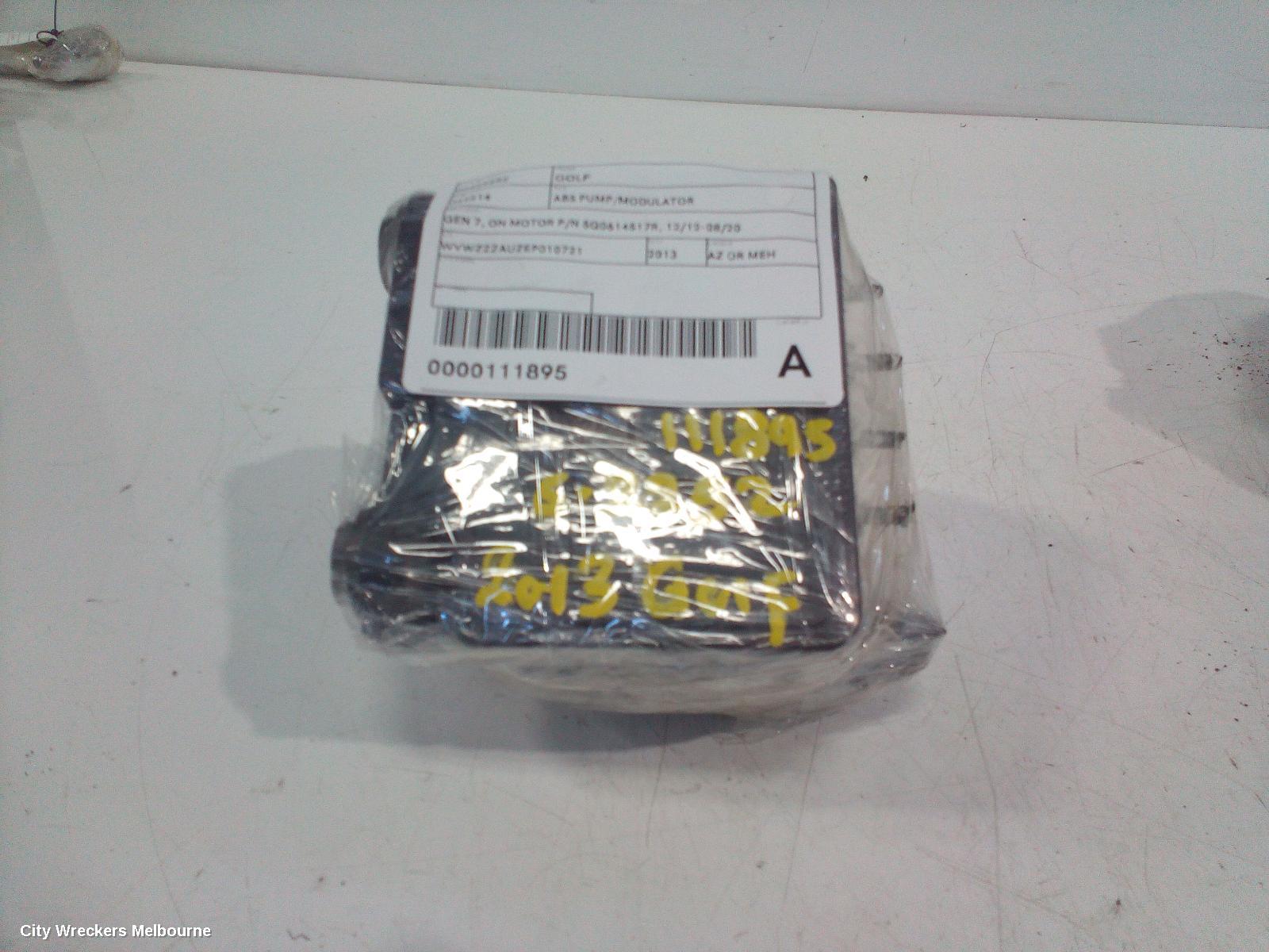 VOLKSWAGEN GOLF ABS PUMP/MODULATOR, GEN 7, ON MOTOR P/N 5Q0614517R, 12/2012 - 08/2020