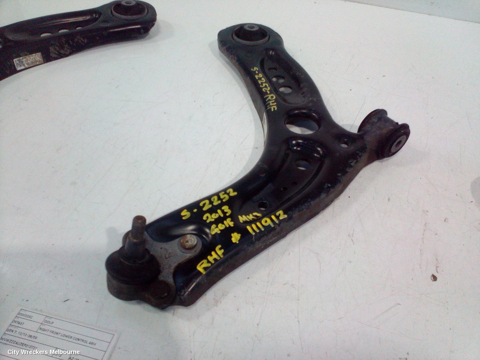 VOLKSWAGEN GOLF RIGHT FRONT LOWER CONTROL ARM, GEN 7, 12/2012 - 08/2020
