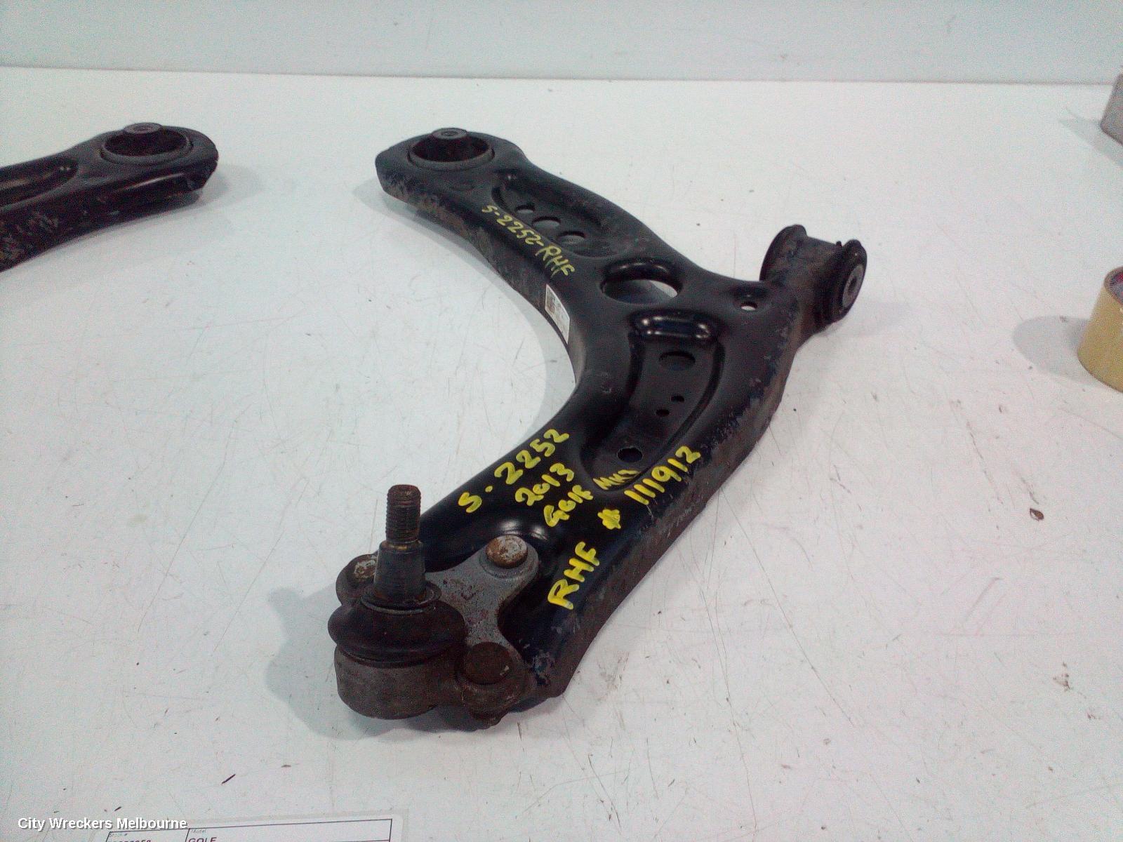 VOLKSWAGEN GOLF RIGHT FRONT LOWER CONTROL ARM, GEN 7, 12/2012 - 08/2020