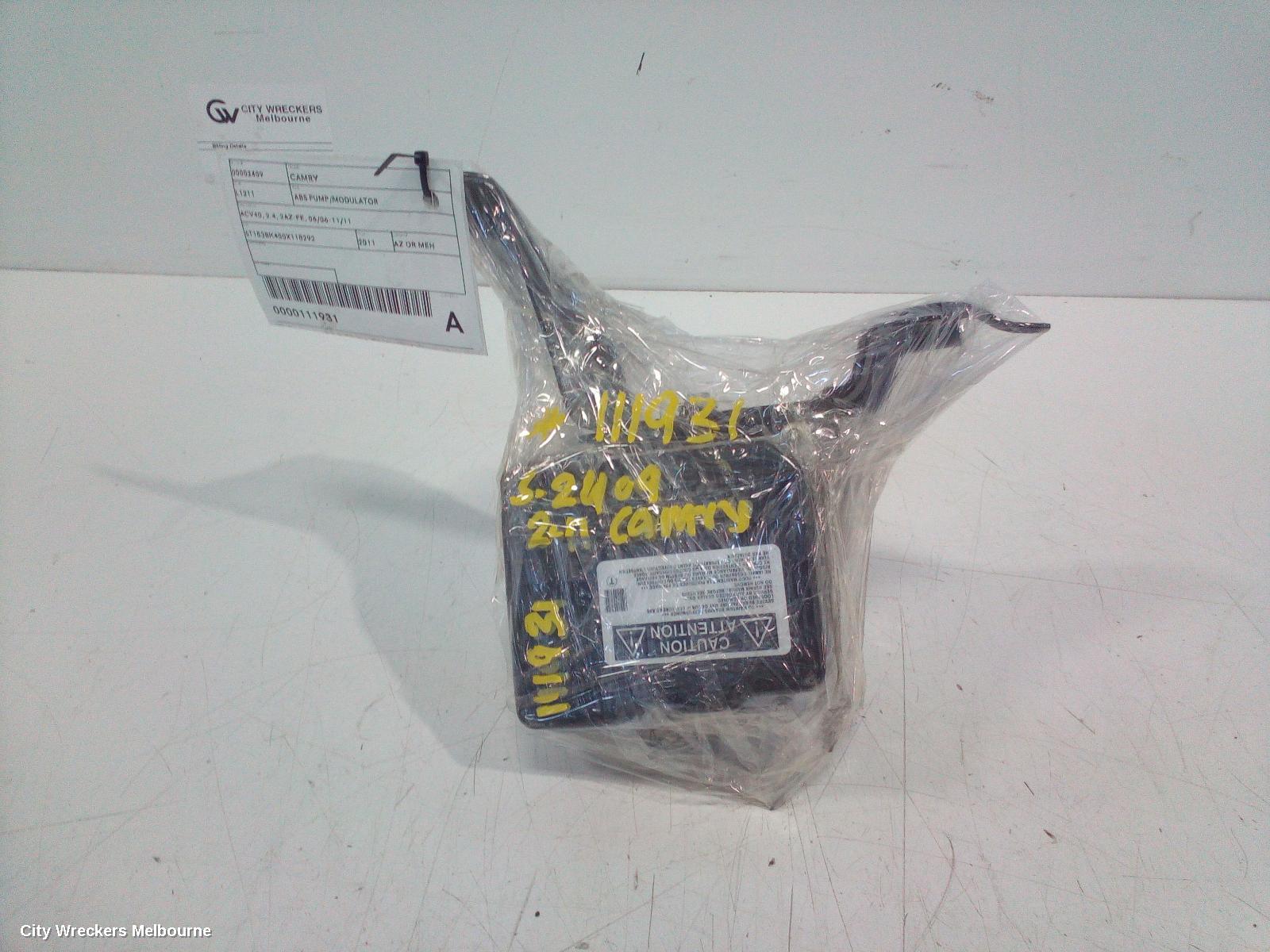 TOYOTA CAMRY ABS PUMP/MODULATOR, ACV40, 2.4, 2AZ-FE, 06/2006 - 11/2011