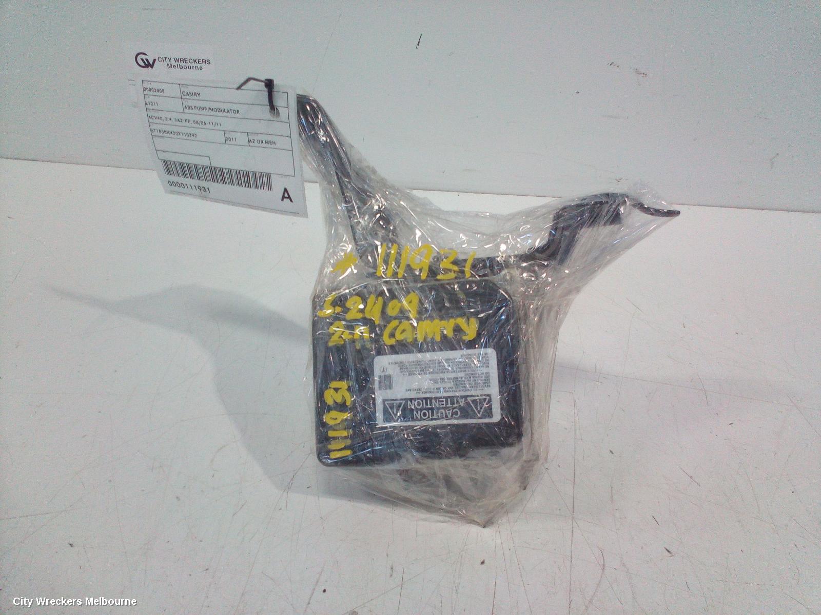 TOYOTA CAMRY ABS PUMP/MODULATOR, ACV40, 2.4, 2AZ-FE, 06/2006 - 11/2011