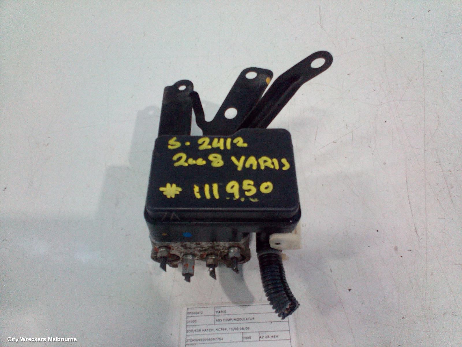 TOYOTA YARIS ABS PUMP/MODULATOR, 3DR/5DR HATCH, NCP9#, 10/2005 - 08/2008