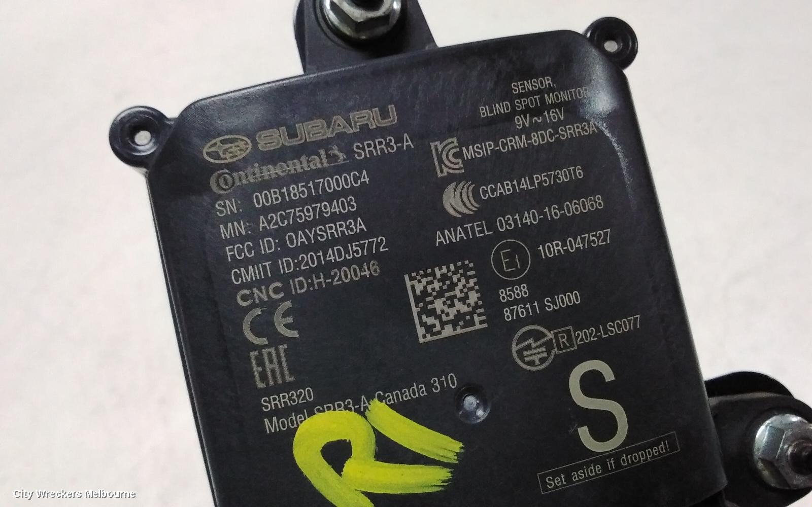 SUBARU XV, G5X, 03/2017 - 06/2023, RHS BLIND SPOT SN: 00B18517000C4 / MN: A2C75979403: 111992