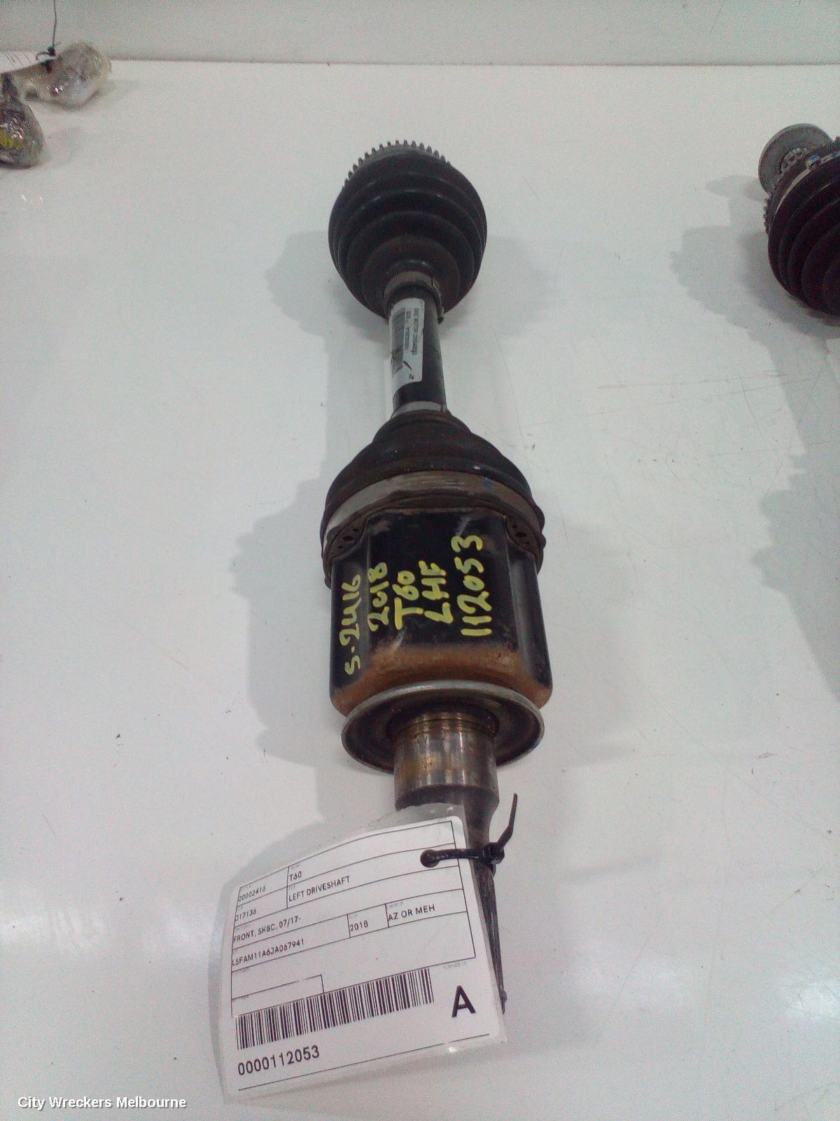 LDV T60 LEFT DRIVESHAFT, FRONT, AUTO, DIESEL, 2.8, TURBO, SK8C, 07/2017 - 07/2021