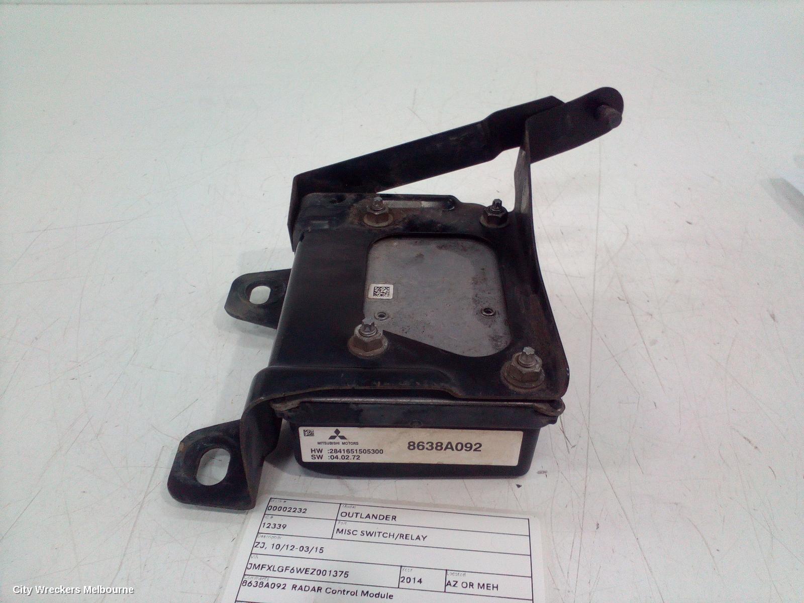MITSUBISHI OUTLANDER, ZJ, 10/2012 - 03/2015, 8638A092  RADAR CONTROL MODULE: 112074
