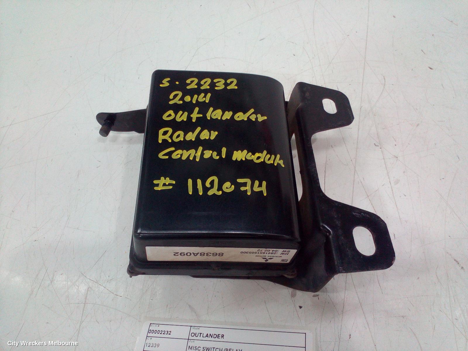 MITSUBISHI OUTLANDER, ZJ, 10/2012 - 03/2015, 8638A092  RADAR CONTROL MODULE: 112074