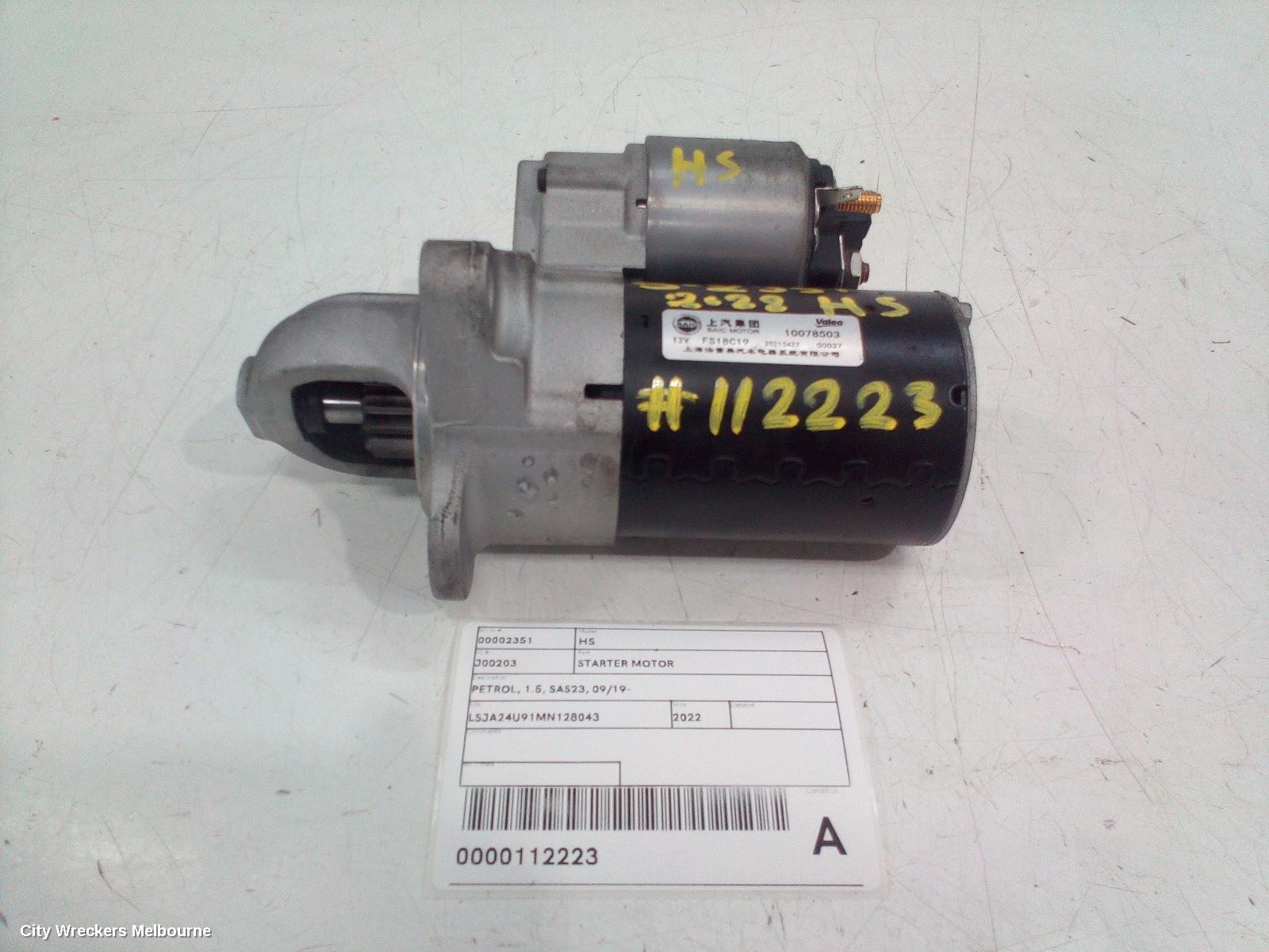 MG HS STARTER, PETROL, 1.5, SAS23, 09/2019 ONWARDS