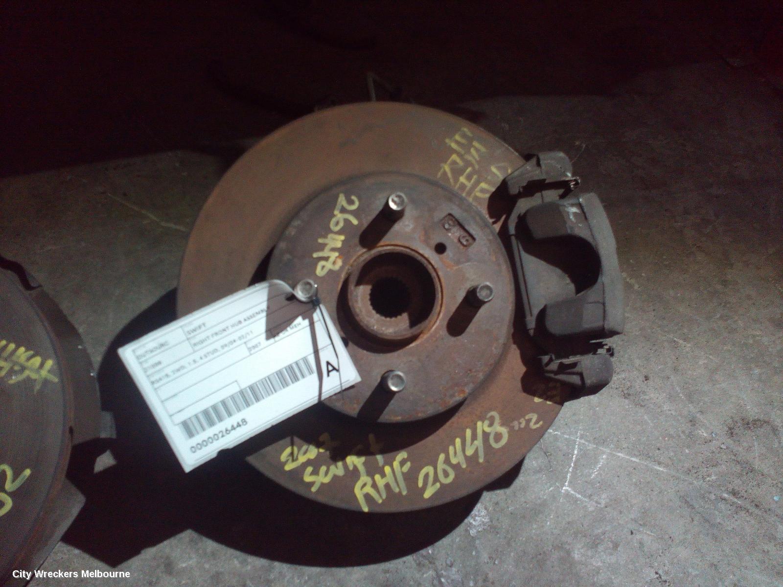 SUZUKI SWIFT RIGHT FRONT HUB ASSEMBLY, RS415, 2WD, 1.5, 4 STUD, 09/2004 - 02/2011