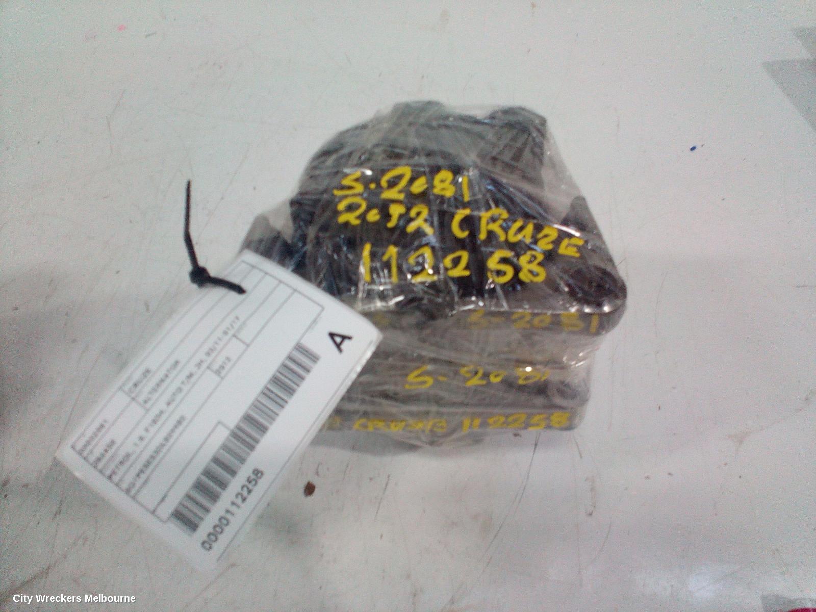 HOLDEN CRUZE ALTERNATOR, PETROL, 1.8, F18D4, AUTO T/M, JH, 03/2011 - 01/2017