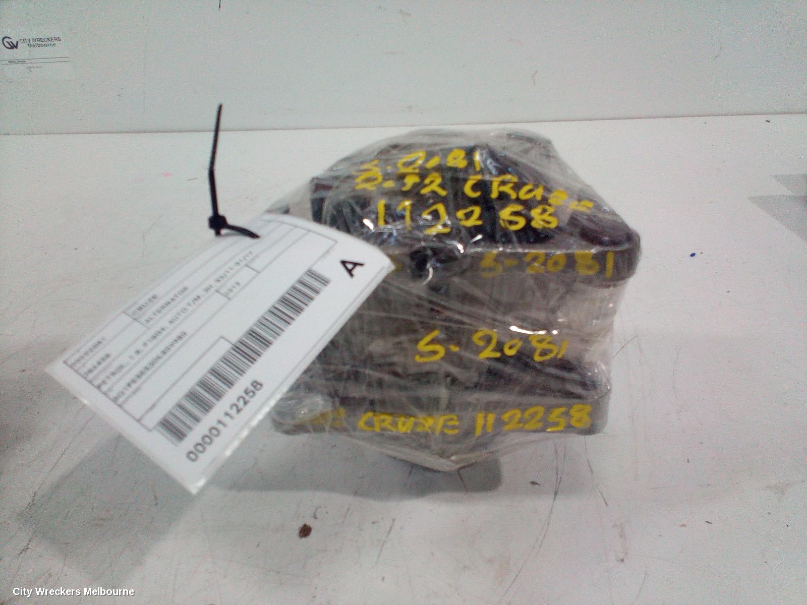 HOLDEN CRUZE ALTERNATOR, PETROL, 1.8, F18D4, AUTO T/M, JH, 03/2011 - 01/2017