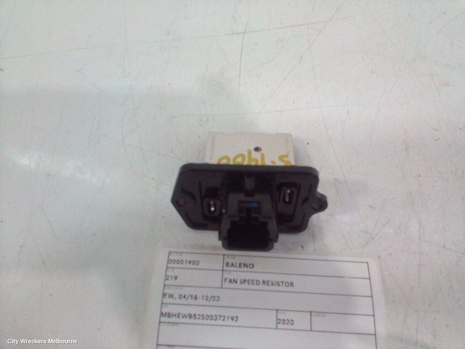 SUZUKI BALENO FAN SPEED RESISTOR, EW, 04/2016 - 12/2022