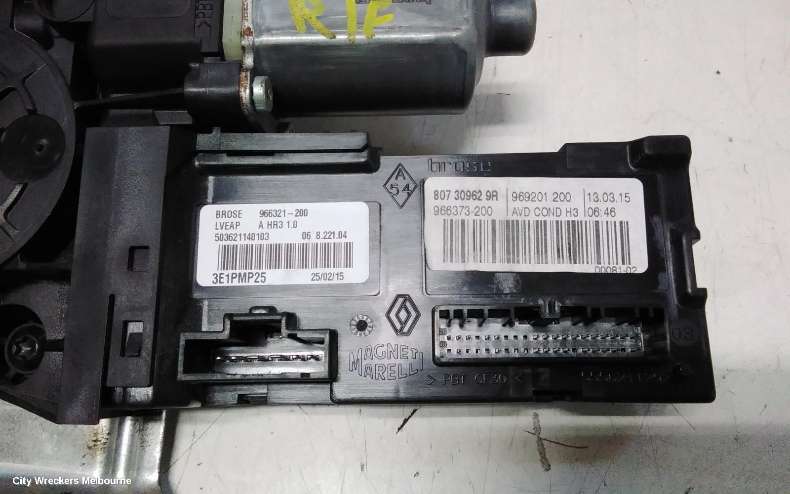 RENAULT MEGANE RIGHT FRONT WINDOW REG/MOTOR, GEN 4, 06/2016 - 02/2020