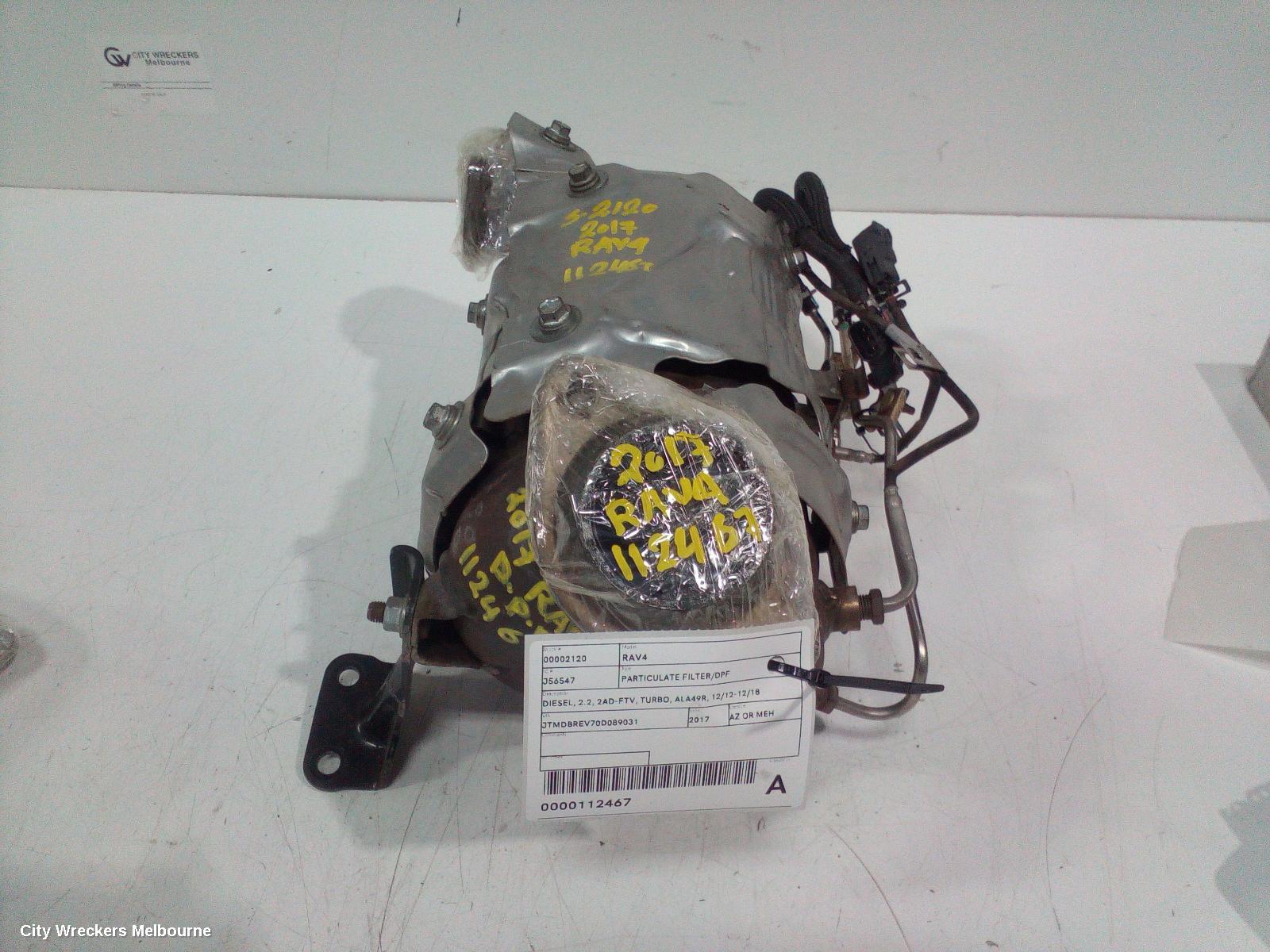 TOYOTA RAV4 PARTICULATE FILTER/DPF, DIESEL, 2.2, 2AD-FTV, TURBO, ALA49R, 12/2012 - 12/2018