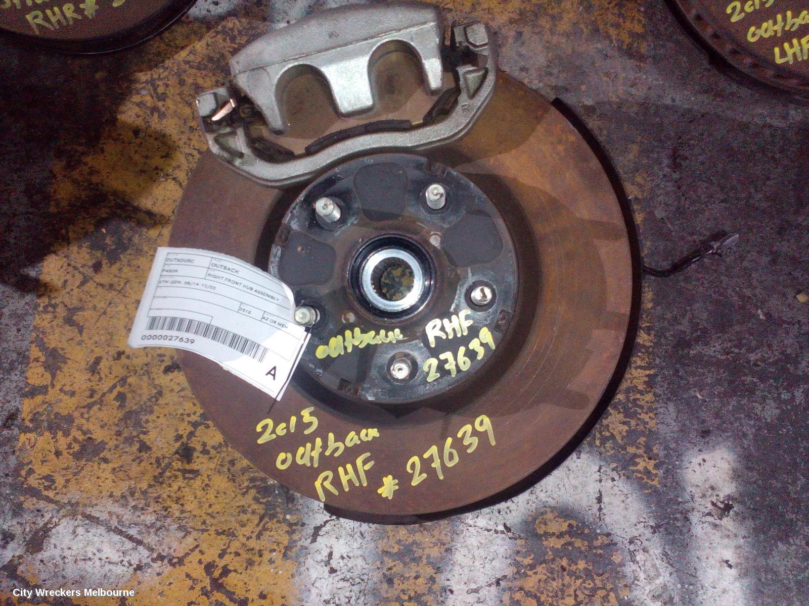 SUBARU OUTBACK RIGHT FRONT HUB ASSEMBLY, 6TH GEN, 08/2014 - 12/2020
