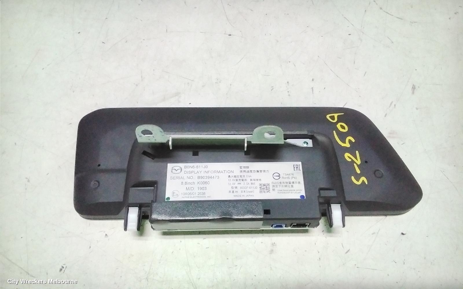 MAZDA 3 RADIO/CD/DVD/SAT/TV, DISPLAY UNIT, 8.8IN, BP, 03/2019 ONWARDS