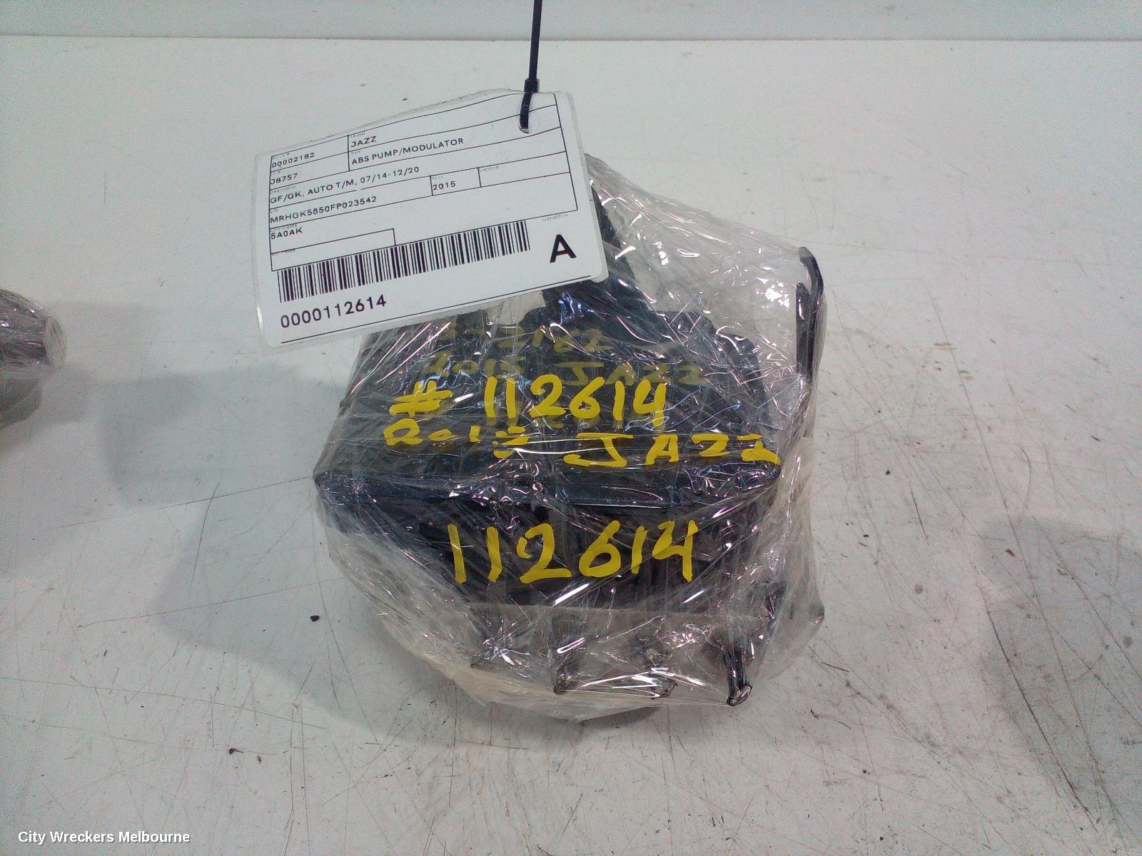 HONDA JAZZ ABS PUMP/MODULATOR, GF/GK, AUTO T/M, 07/2014 - 12/2020