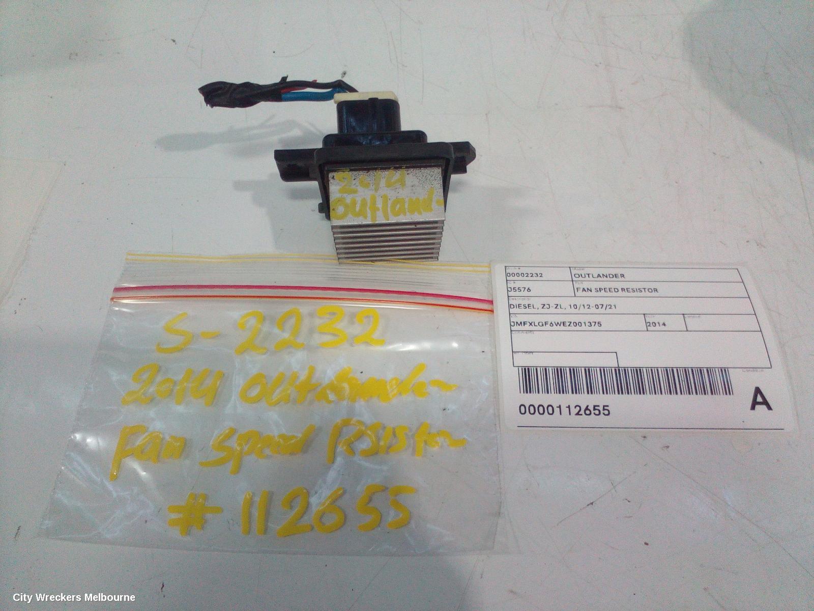 MITSUBISHI OUTLANDER FAN SPEED RESISTOR, DIESEL, ZJ-ZL, 10/2012 - 07/2021