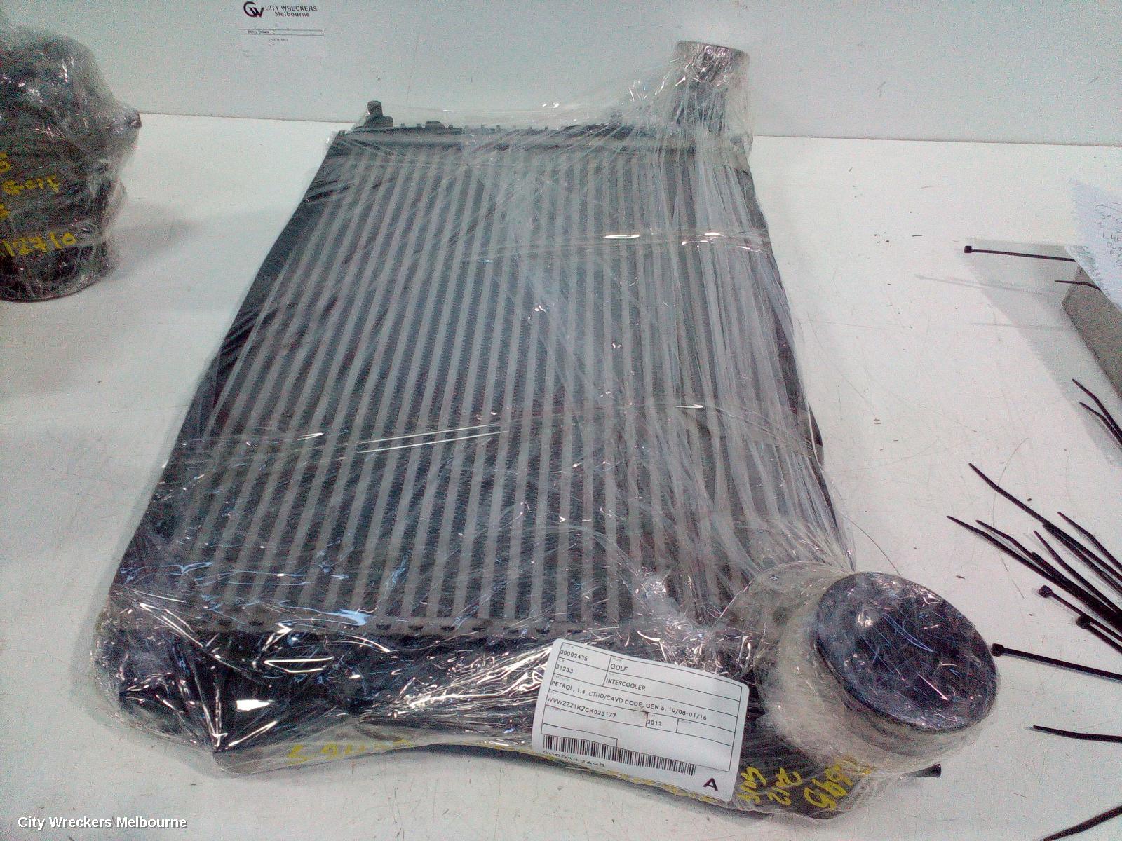 VOLKSWAGEN GOLF INTERCOOLER, PETROL, 1.4, CTHD/CAVD CODE, GEN 6, 10/2008 - 01/2016