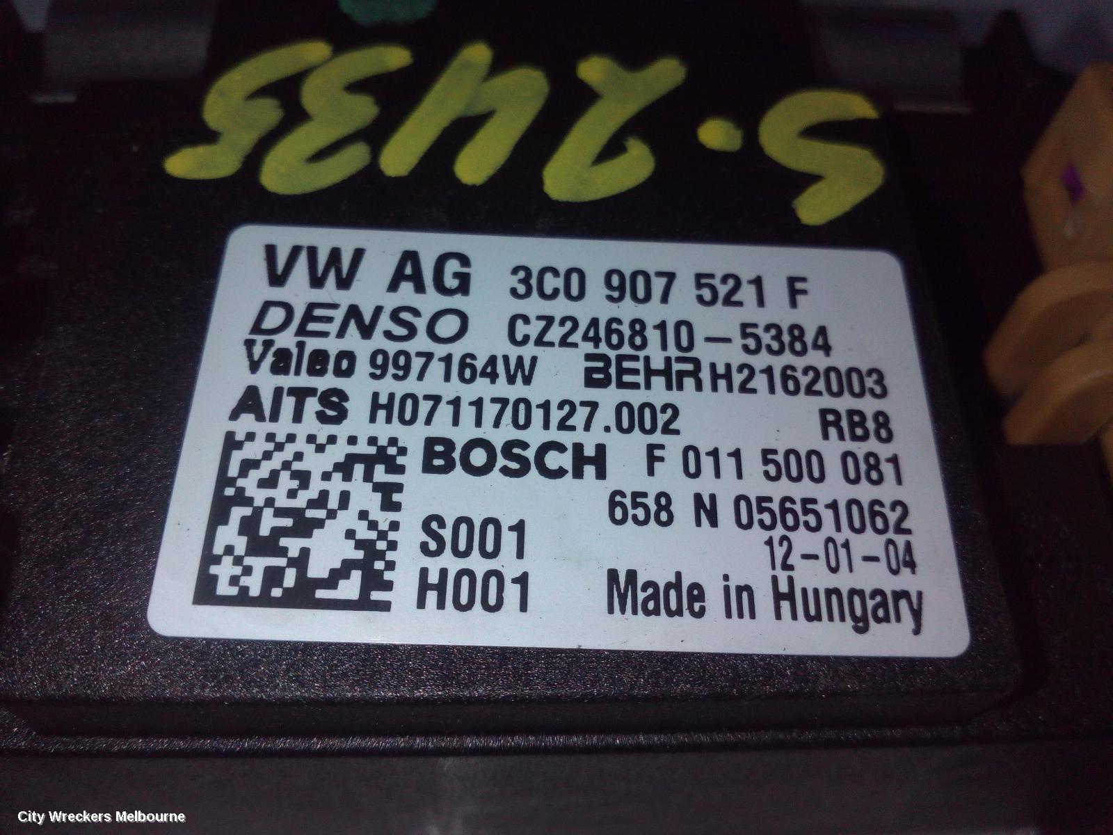 VOLKSWAGEN GOLF FAN SPEED RESISTOR, GEN 6, 10/2008 - 01/2016