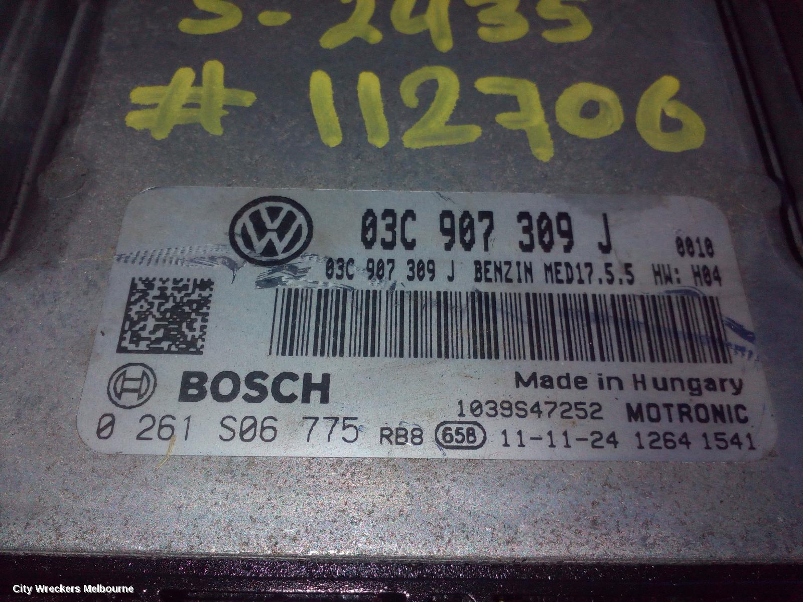 VOLKSWAGEN GOLF ECU, ENGINE ECU, 1.4, PETROL, CTHD CODE, ECU ONLY, GEN 6, 10/2008 - 01/2016