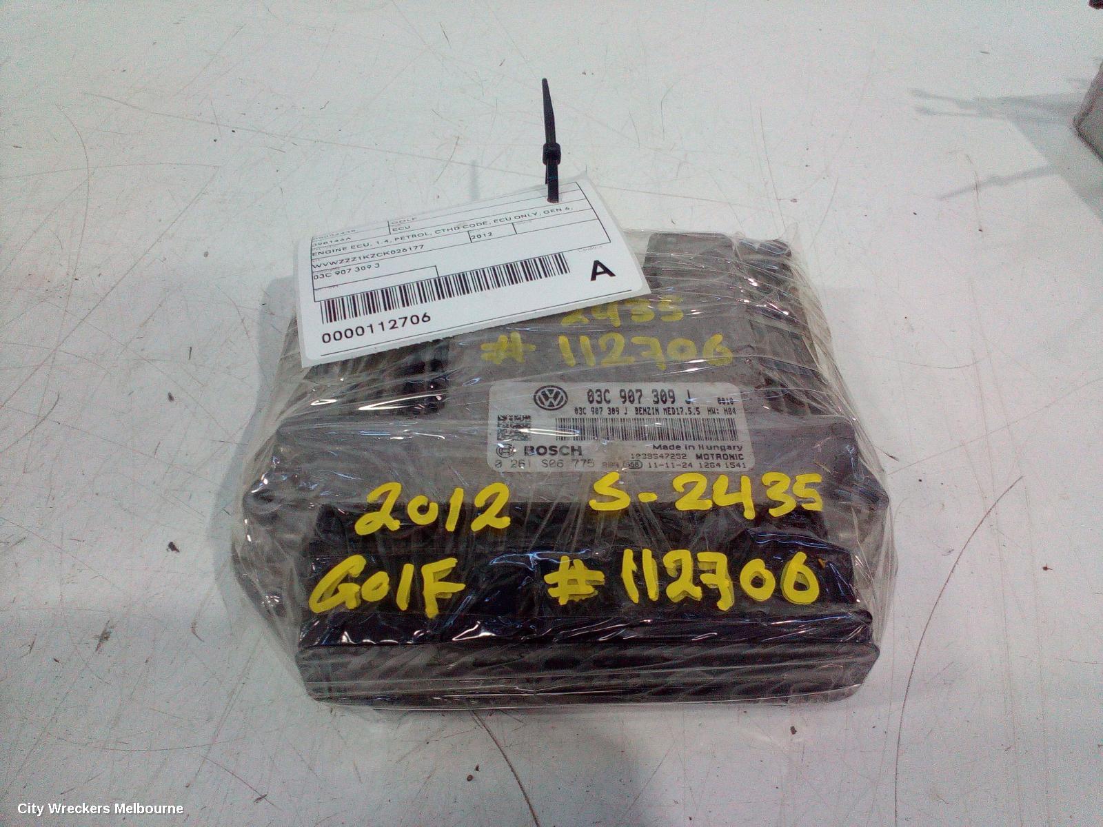 VOLKSWAGEN GOLF ECU, ENGINE ECU, 1.4, PETROL, CTHD CODE, ECU ONLY, GEN 6, 10/2008 - 01/2016