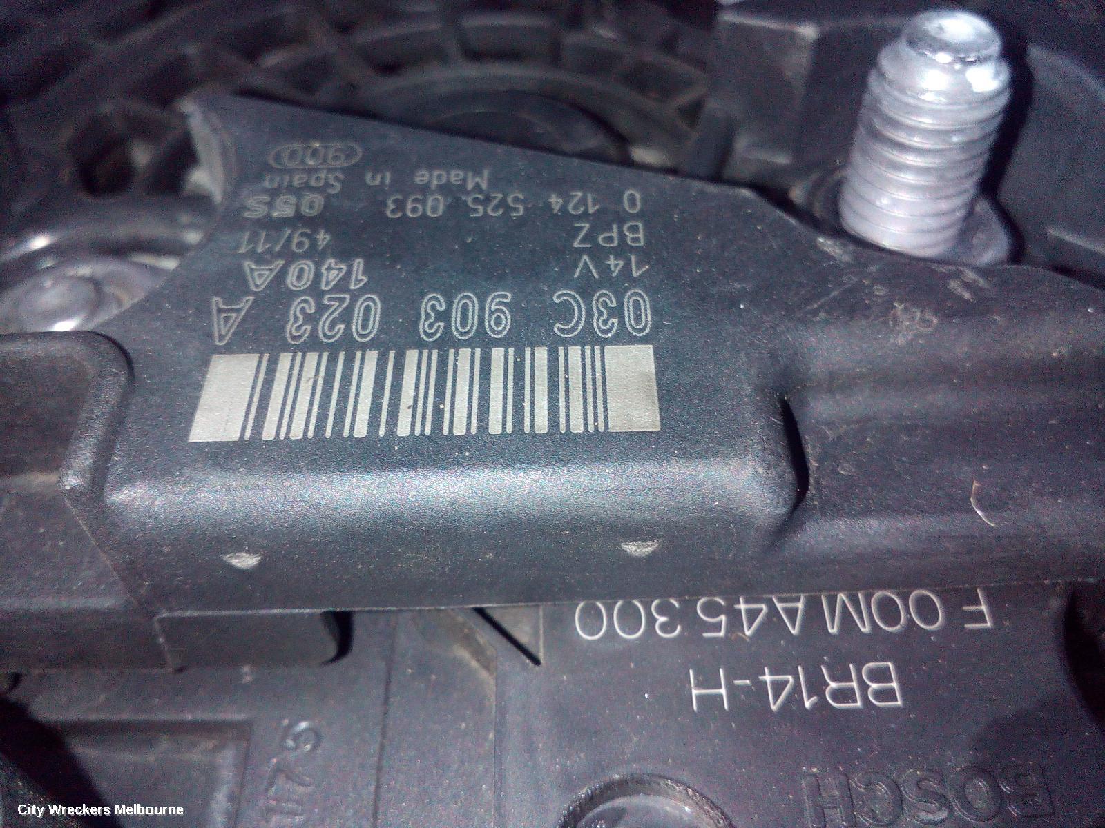 VOLKSWAGEN GOLF ALTERNATOR, PETROL, 1.4, BOSCH 140AMP, GEN 6, 10/2008 - 01/2016