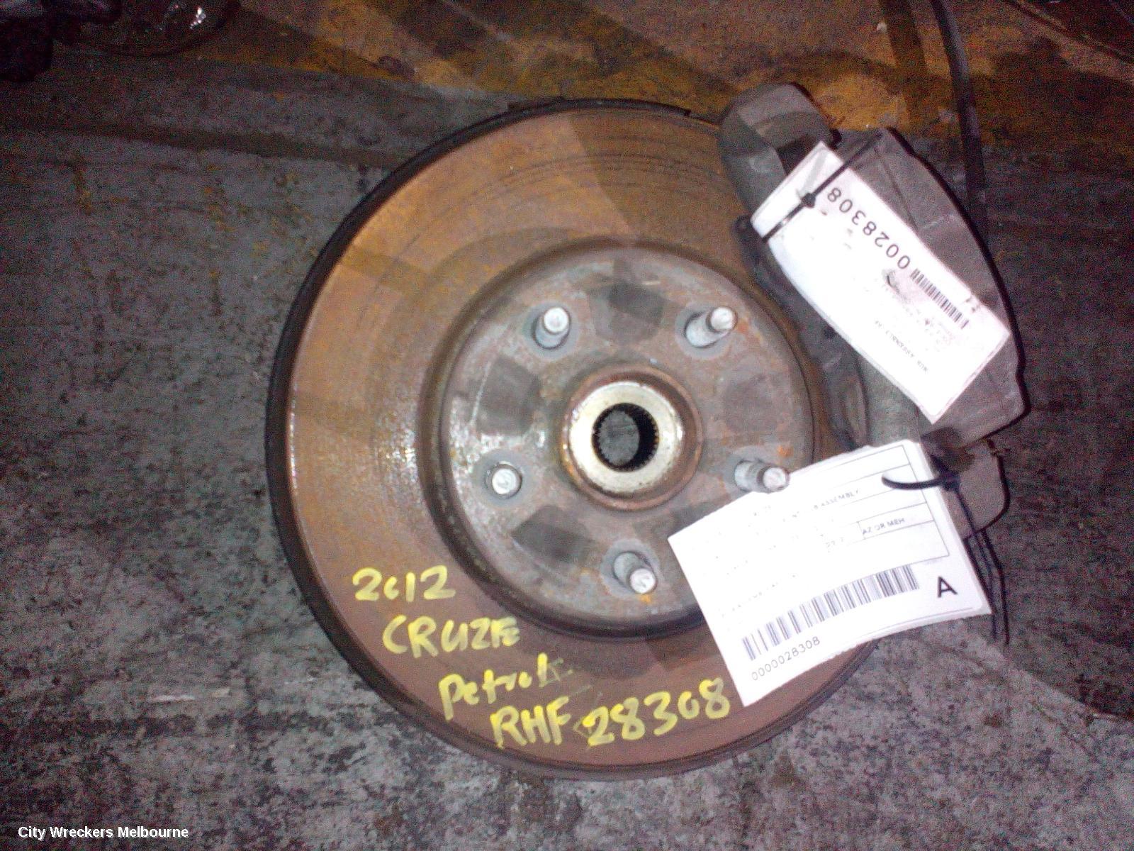 HOLDEN CRUZE RIGHT FRONT HUB ASSEMBLY, JH, 1.4, PETROL, 105PCD, 03/2011 - 01/2017