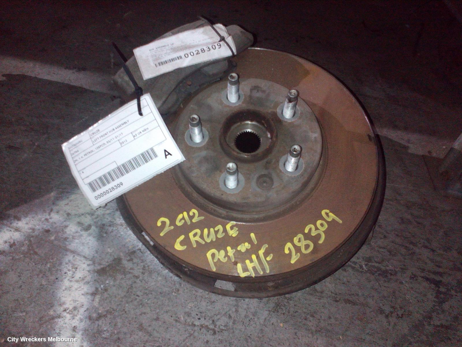HOLDEN CRUZE LEFT FRONT HUB ASSEMBLY, JH, 1.4, PETROL, 105PCD, 03/2011 - 01/2017