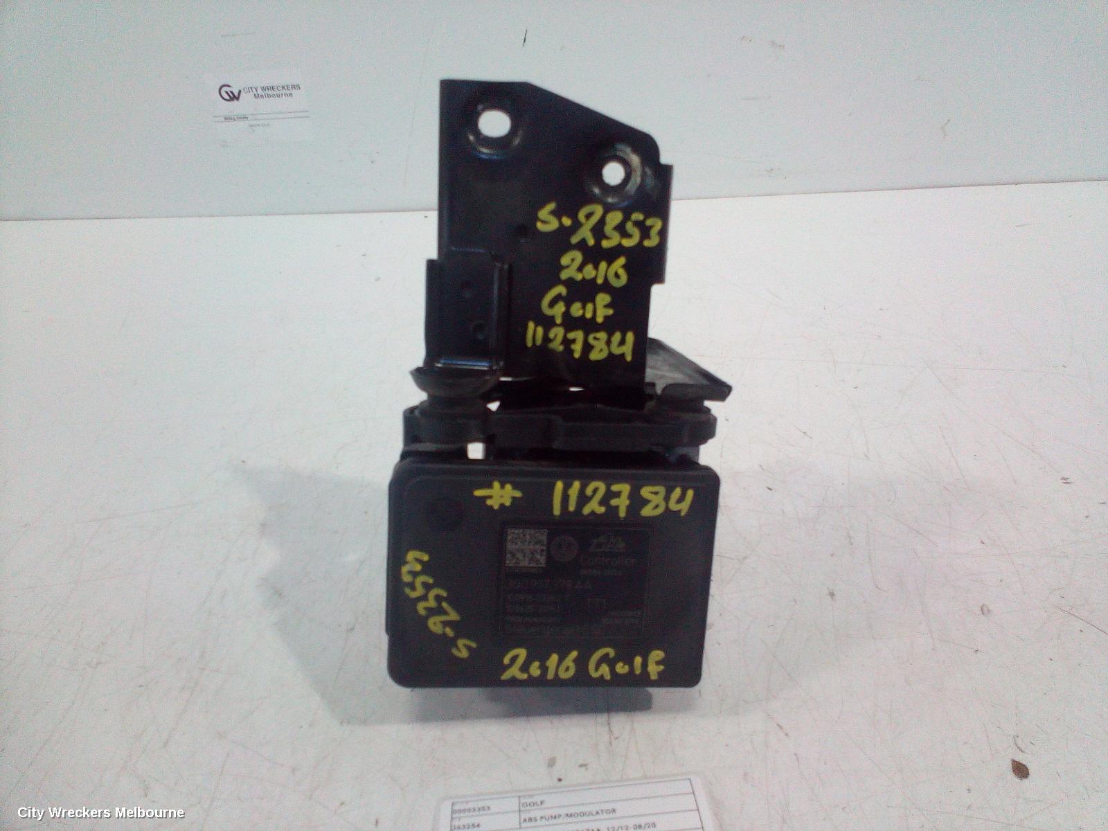 VOLKSWAGEN GOLF ABS PUMP/MODULATOR, GEN 7, ON MOTOR P/N 3Q0614517AA, 12/2012 - 08/2020