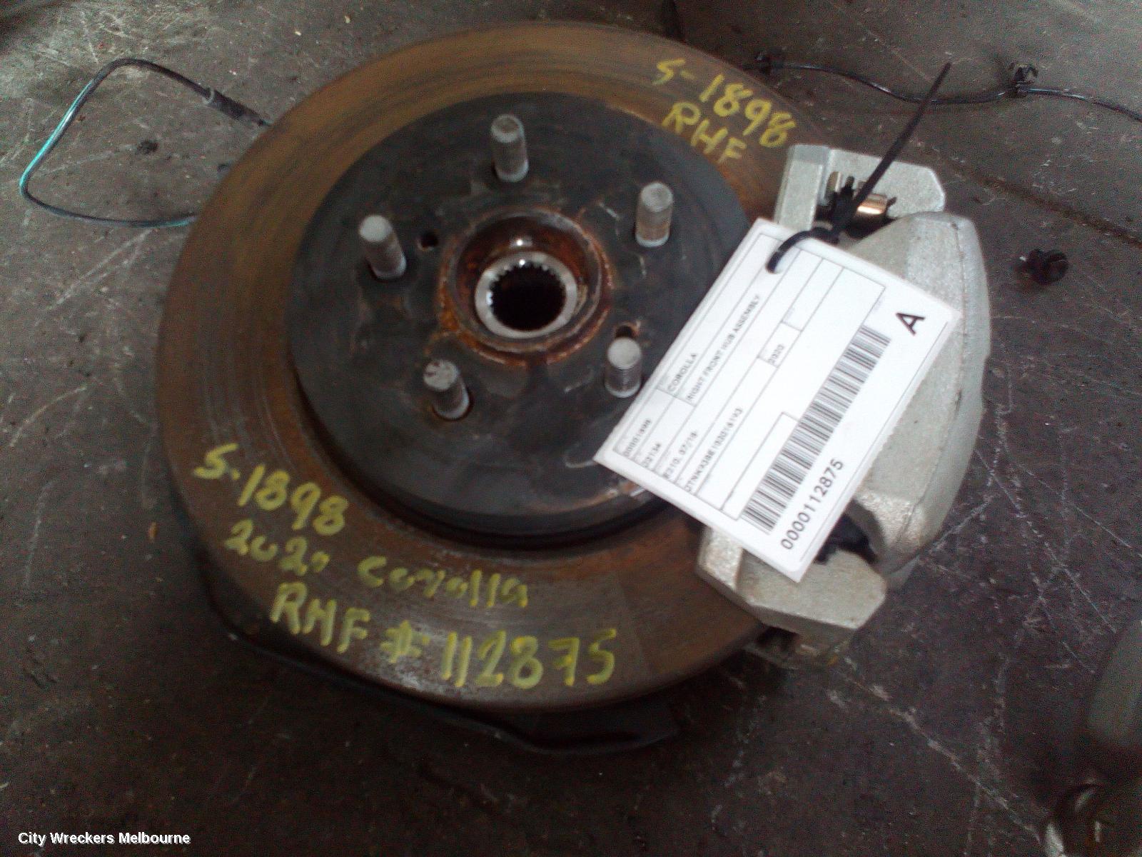 TOYOTA COROLLA RIGHT FRONT HUB ASSEMBLY, E210, 07/2018 ONWARDS