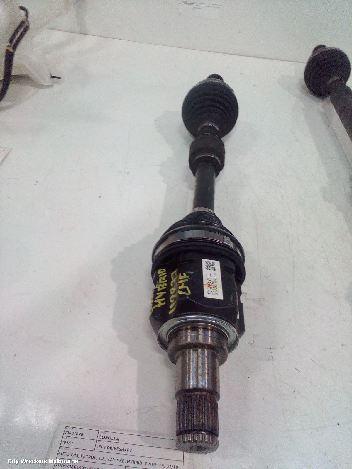TOYOTA COROLLA LEFT DRIVESHAFT, AUTO T/M, PETROL, 1.8, 2ZR-FXE, HYBRID, ZWE211R, 07/2018 ONWARDS