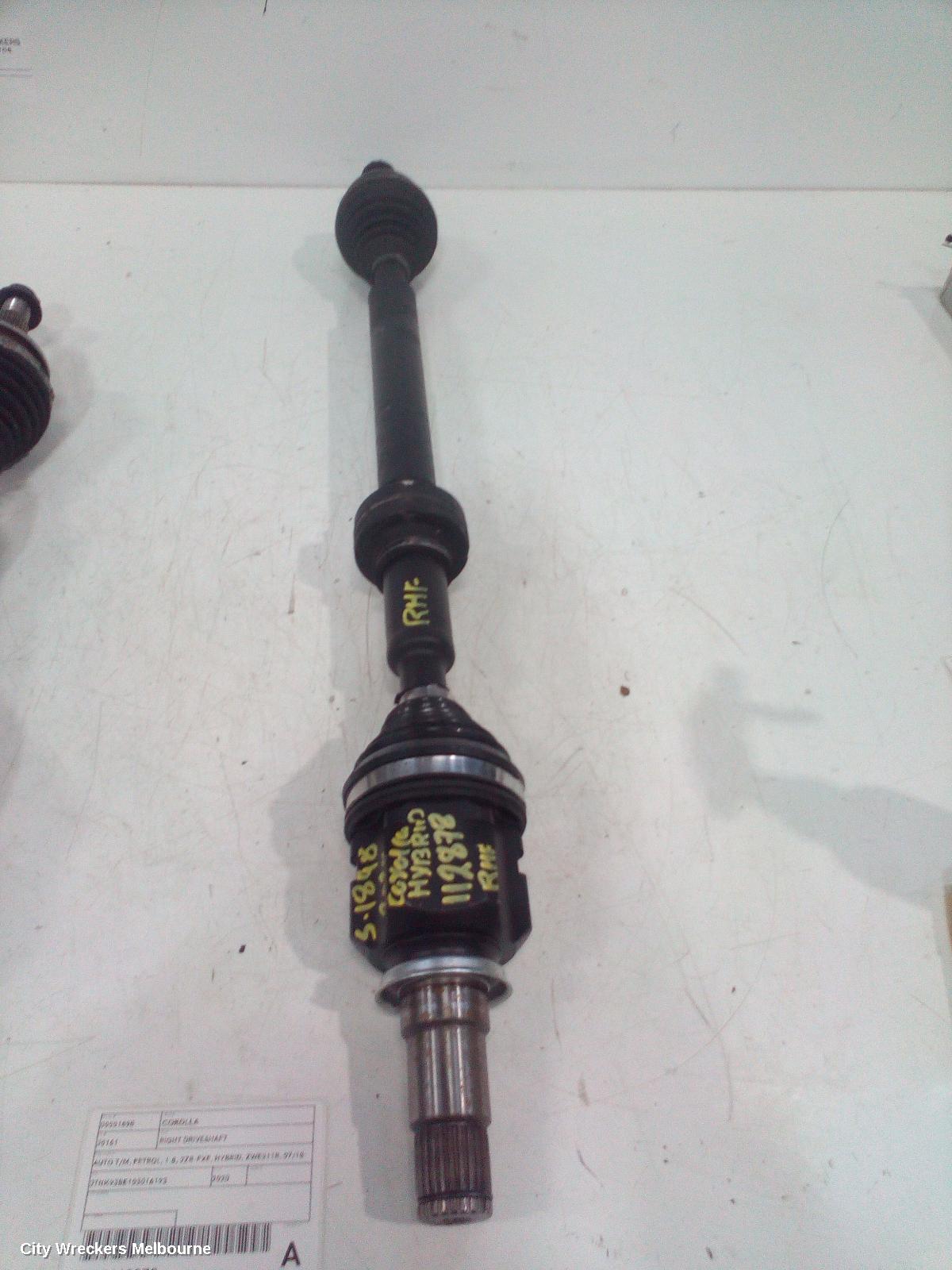 TOYOTA COROLLA RIGHT DRIVESHAFT, AUTO T/M, PETROL, 1.8, 2ZR-FXE, HYBRID, ZWE211R, 07/2018 ONWARDS