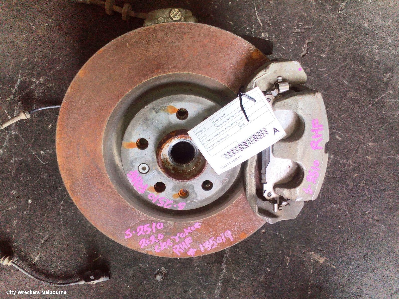 JEEP CHEROKEE RIGHT FRONT HUB ASSEMBLY, KL, TRAILHAWK TYPE, 4WD, 04/2018 - 11/2022