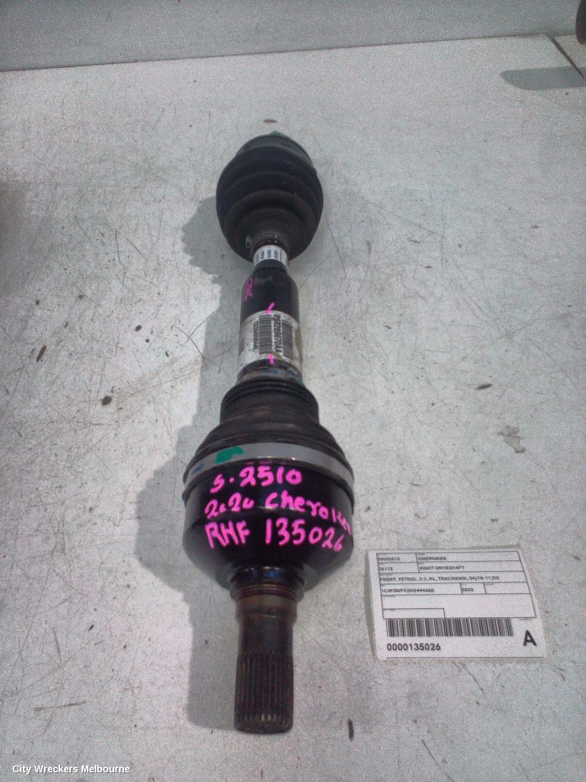 JEEP CHEROKEE RIGHT DRIVESHAFT, FRONT, PETROL, 3.2, KL, TRAILHAWK, 04/2018 - 11/2022