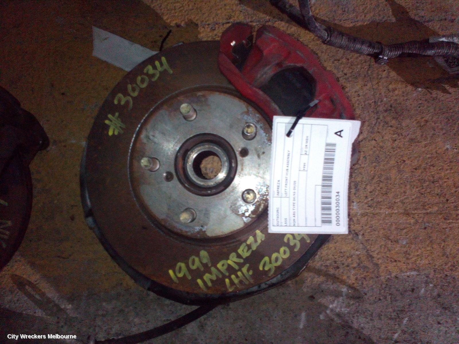 SUBARU IMPREZA LEFT FRONT HUB ASSEMBLY, NON ABS TYPE 04/1993 - 09/2000
