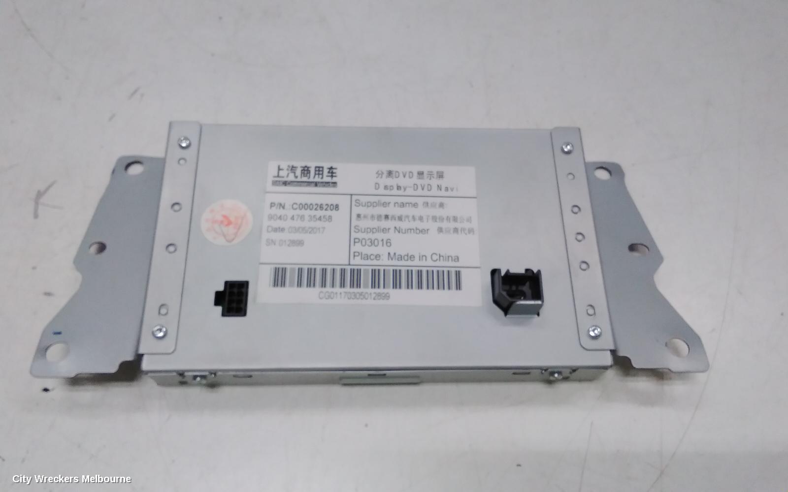 LDV G10 RADIO/CD/DVD/SAT/TV, DISPLAY UNIT, 10IN TOUCHSCREEN, SV7A/SV7C, WAGON/VAN, 04/2015 ONWARDS