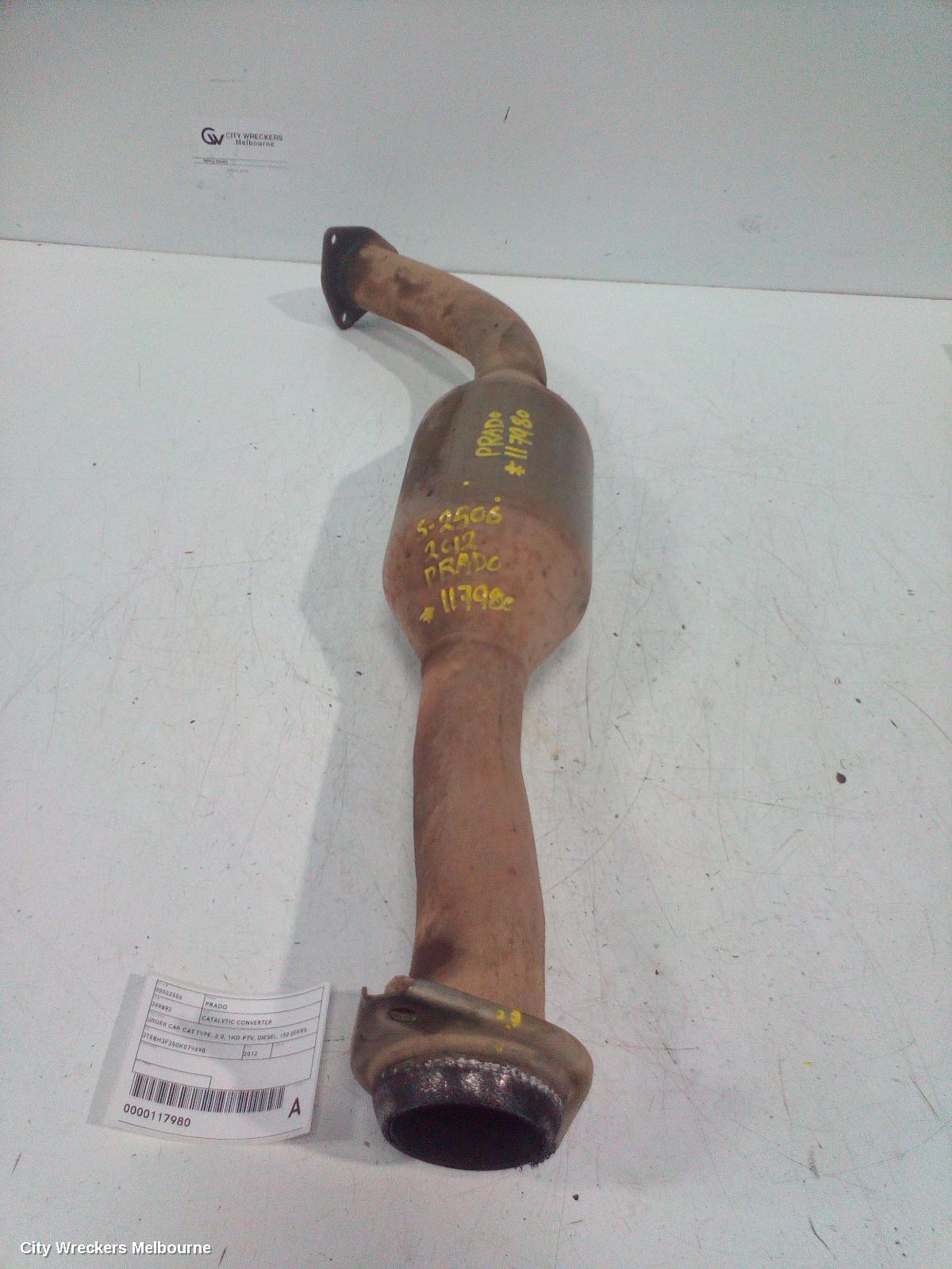 TOYOTA PRADO CATALYTIC CONVERTER, UNDER CAR-CAT TYPE, 3.0, 1KD-FTV, DIESEL, 150 SERIES, 08/2009 - 05/2015