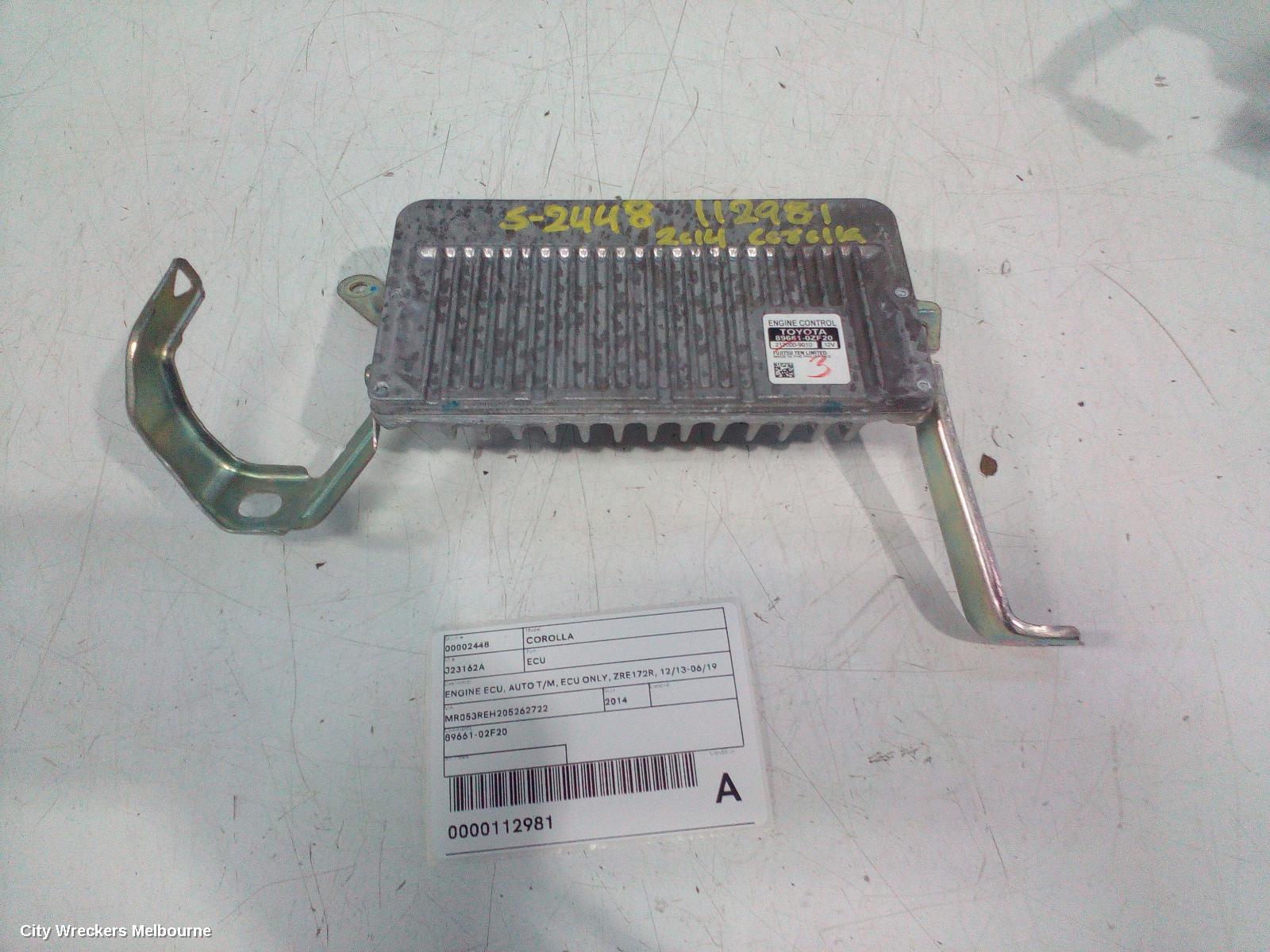 TOYOTA COROLLA ECU, ENGINE ECU, AUTO T/M, ECU ONLY, ZRE172R, 12/2013 - 06/2019