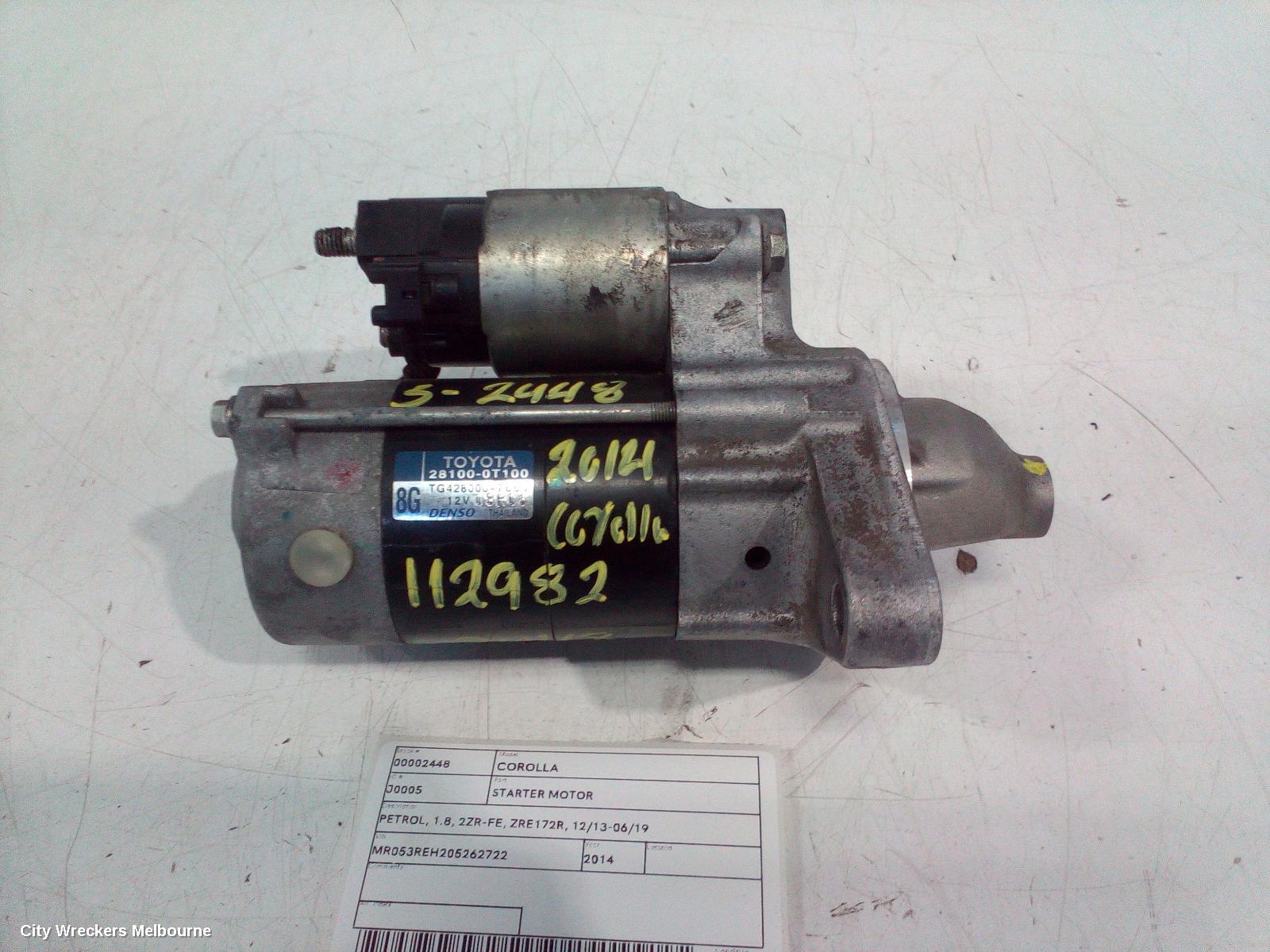 TOYOTA COROLLA STARTER, PETROL, 1.8, 2ZR-FE, ZRE172R, 12/2013 - 06/2019