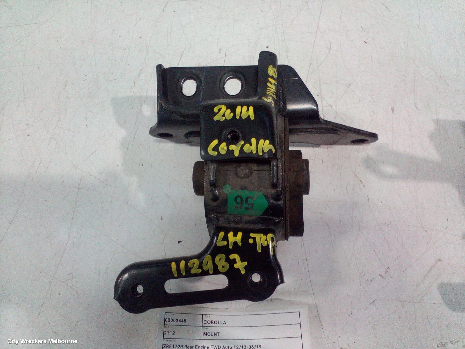 TOYOTA COROLLA MOUNT, ZRE172R REAR ENGINE FWD AUTO 12/2013 - 06/2019