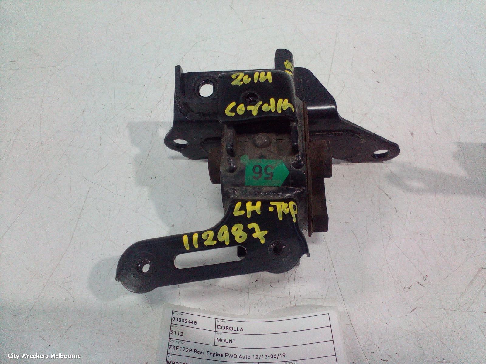 TOYOTA COROLLA MOUNT, ZRE172R REAR ENGINE FWD AUTO 12/2013 - 06/2019